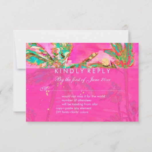 PixDezines RSVP  Hawaiian Beach/Roze (Achterkant)