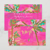 PixDezines RSVP  Hawaiian Beach/Roze (Voorkant / Achterkant)