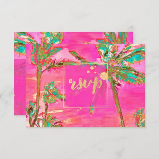 PixDezines RSVP  Hawaiian Beach/Roze (Voorkant / Achterkant)