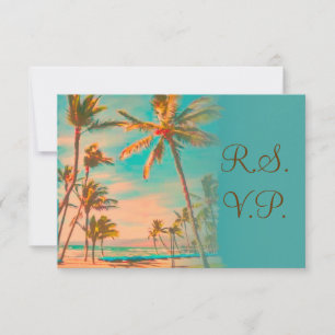 PixDezines rsvp  hawaiian strand/blauwgroen Kaartje