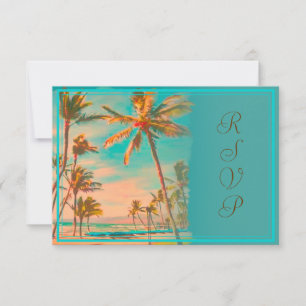 PixDezines rsvp hawaiian strand/blauwgroen Kaartje