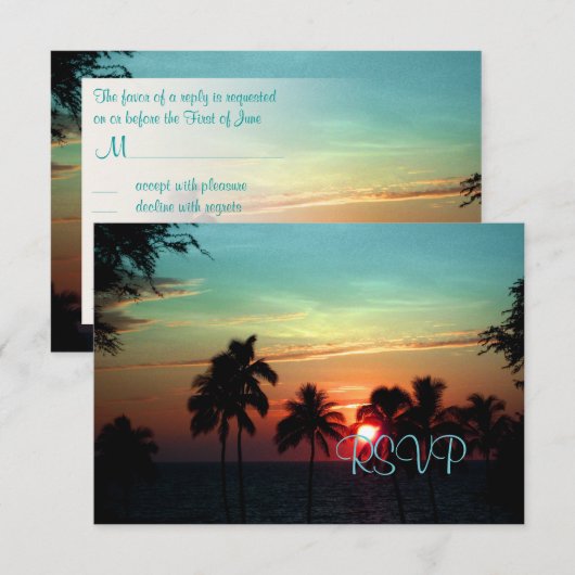 PixDezines rsvp Hawaiian Sunset at Mauna Kea Kaartje (Voorkant / Achterkant)