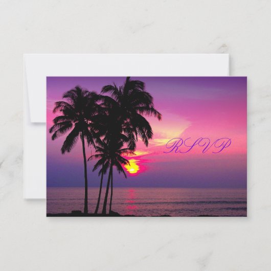 PixDezines rsvp Hawaiian Sunset Beach Scence Kaartje (Voorkant)