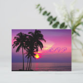 PixDezines rsvp Hawaiian Sunset Beach Scence Kaartje (Staand voorkant)