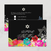 PixDezines rsvp hibiscus/Bat Mitswa Kaart (Voorkant / Achterkant)