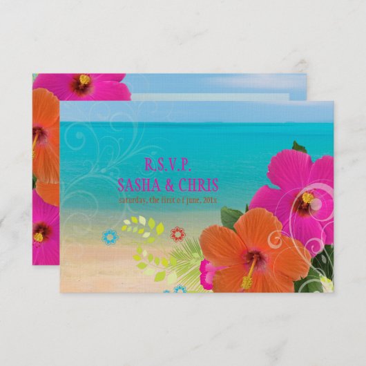 PixDezines rsvp hibiscus+fern (Voorkant / Achterkant)