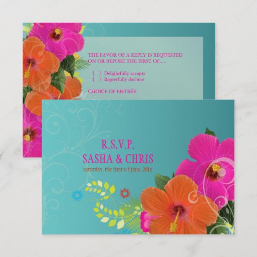 PixDezines rsvp hibiscus+fern (Voorkant / Achterkant)