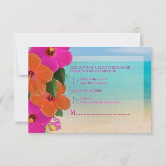 PixDezines rsvp hibiscus+fern Kaartje (Achterkant)