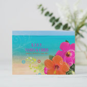 PixDezines rsvp hibiscus+fern Kaartje (Staand voorkant)