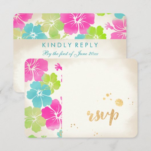 PixDezines rsvp hibiscus/luau/faux parchment (Voorkant / Achterkant)