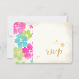 PixDezines rsvp hibiscus/luau/faux parchment Kaartje