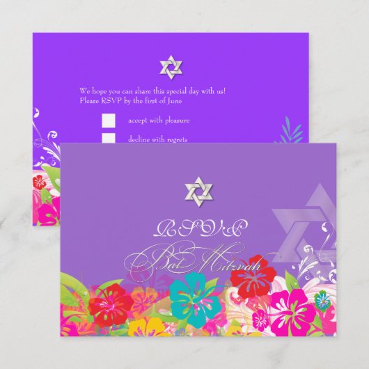 PixDezines rsvp hibiscus/Mitzvah/diy background (Voorkant / Achterkant)