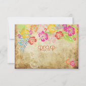 PixDezines RSVP Hibiscus + Swirls Kaartje (Voorkant)
