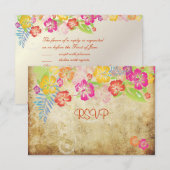 PixDezines RSVP Hibiscus + Swirls Kaartje (Voorkant / Achterkant)