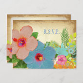 PixDezines RSVP, hibiscus, vereisen 5x7 uitnodigin Uitnodiging Briefkaart (Voorkant / Achterkant)