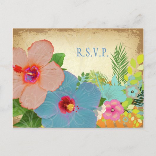 PixDezines RSVP, hibiscus, vereisen 5x7 uitnodigin Uitnodiging Briefkaart (Voorkant)