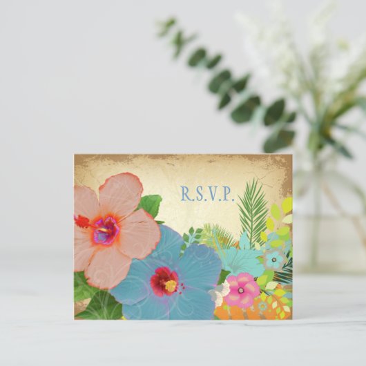 PixDezines RSVP, hibiscus, vereisen 5x7 uitnodigin Uitnodiging Briefkaart (Staand voorkant)
