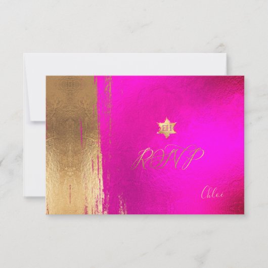 PixDezines RSVP Hot+Flashy Pink Mitzvah ✡ (Voorkant)
