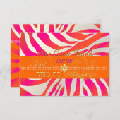 PixDezines rsvp Hot Pink+Oranje Zebra, Bat Mitzvah (Voorkant / Achterkant)