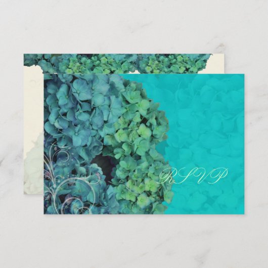 PixDezines RSVP Hydrangea, blauw/blauwgroen (Voorkant / Achterkant)