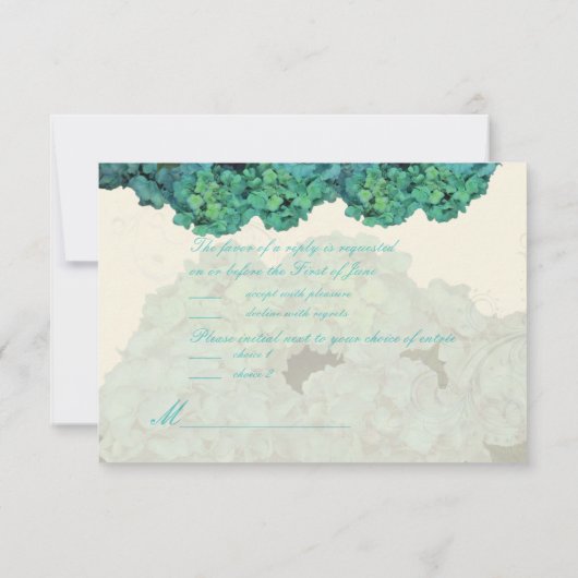 PixDezines RSVP Hydrangea, blauw/blauwgroen Kaartje (Achterkant)