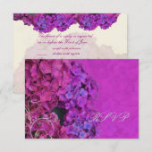 PixDezines RSVP Hydrangea, magenta Kaartje (Voorkant / Achterkant)