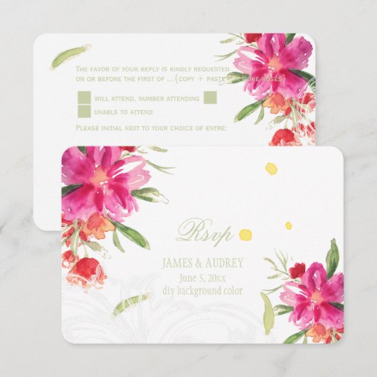 PixDezines rsvp kan bloemen/waterverf (Voorkant / Achterkant)