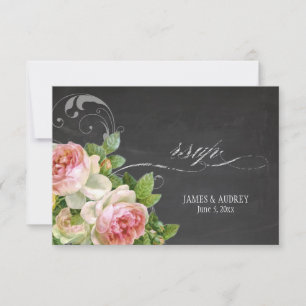 PixDezines rsvp-karton+ rozen+zwenzen RSVP Kaartje