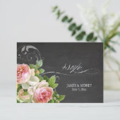 PixDezines rsvp-karton+ rozen+zwenzen RSVP Kaartje (Staand voorkant)