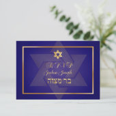 PixDezines rsvp klassieke bar mitzvah/blauw/goud (Staand voorkant)