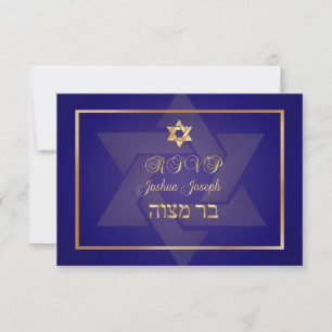 PixDezines rsvp klassieke bar mitzvah/blauw/goud