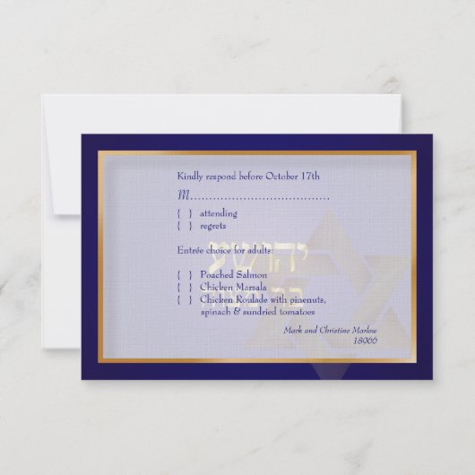 PixDezines rsvp klassieke bar mitzvah/blauw/goud (Achterkant)