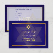 PixDezines rsvp klassieke bar mitzvah/blauw/goud (Voorkant / Achterkant)