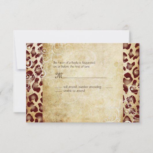 PixDezines RSVP, LEOPARD PRINT RSVP Kaartje (Achterkant)