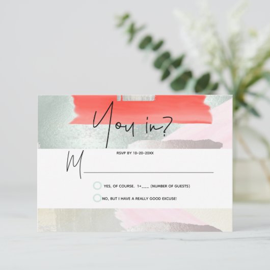 PixDezines RSVP Levende koraal Seafoam Mist (Staand voorkant)