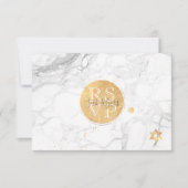 PixDezines RSVP Marble+Faux Gold Bar Mitzvah ✡ Kaartje (Voorkant)