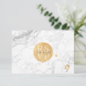 PixDezines RSVP Marble+Faux Gold Bar Mitzvah ✡ Kaartje (Staand voorkant)
