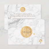 PixDezines RSVP Marble+Faux Gold Bar Mitzvah ✡ Kaartje (Voorkant / Achterkant)