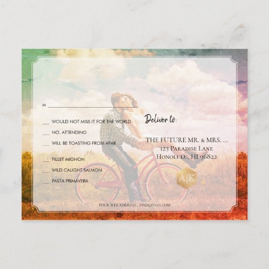 PixDezines RSVP/MARBLE+FAUX GOLD HONEYCOMB Uitnodiging Briefkaart (Achterkant)