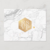 PixDezines RSVP/MARBLE+FAUX GOLD HONEYCOMB Uitnodiging Briefkaart (Voorkant)