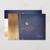 PixDezines RSVP Marine Blauw Mitzvah ✡ (Voorkant / Achterkant)