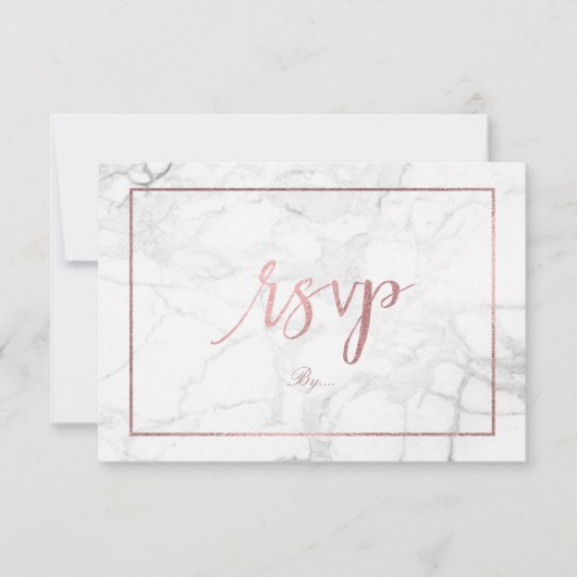 PixDezines RSVP Marmer/Faux Roos Gold Kaartje (Voorkant)