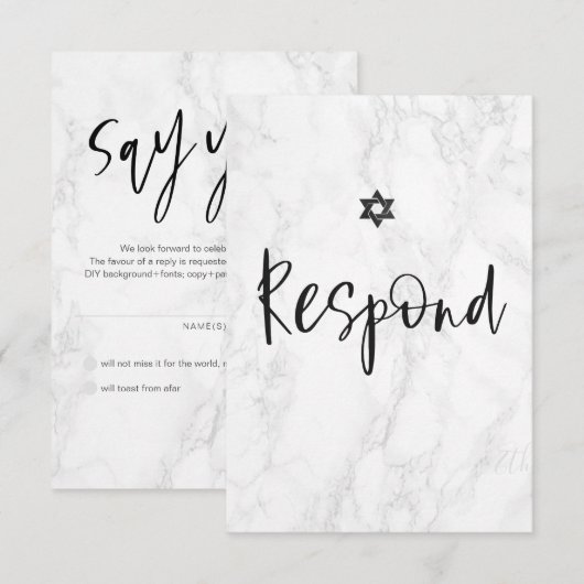 PixDezines RSVP Marmeren Bar Mitzvah ✡ (Voorkant / Achterkant)