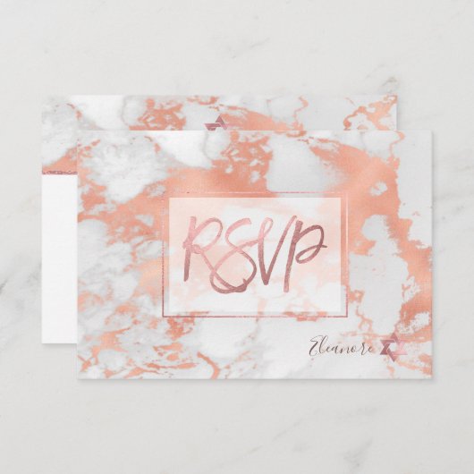 PixDezines RSVP Marmeren Roos Gouden Bat Mitswa ✡ (Voorkant / Achterkant)