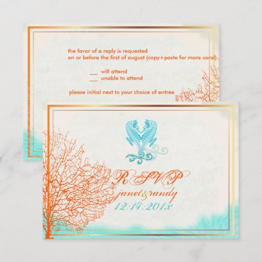 PixDezines rsvp maui coral+seahorse, strandpartij (Voorkant / Achterkant)