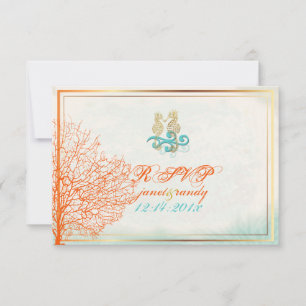 PixDezines rsvp maui coral+seahorse, strandpartij Kaartje