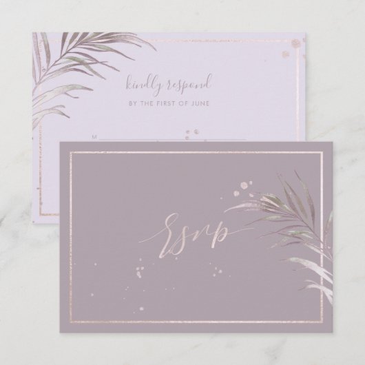 PixDezines RSVP Mauve Palms Doe-het-zelf-achtergro Kaartje (Voorkant / Achterkant)