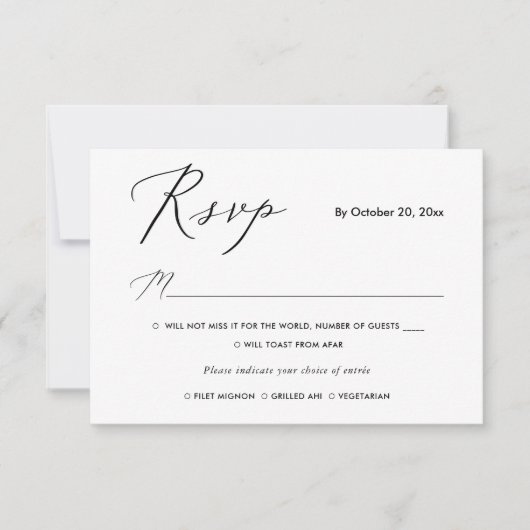 PixDezines RSVP met maaltijden, elegante kalligraf (Voorkant)