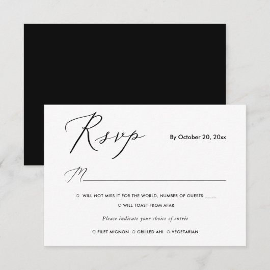 PixDezines RSVP met maaltijden, elegante kalligraf (Voorkant / Achterkant)