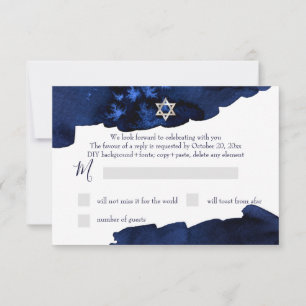 PixDezines RSVP Middernacht Sky Bar Mitzvah ✡ Kaart